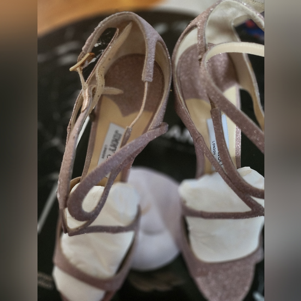 Elegant glitter blush color Jimmu Choo strapped heels, size 40